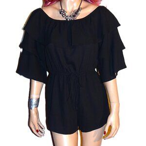Honey Belle Black Ruffle Romper S